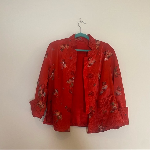 Red ‘Silk’ Quilted Blazer Medium - Picture 6 of 9